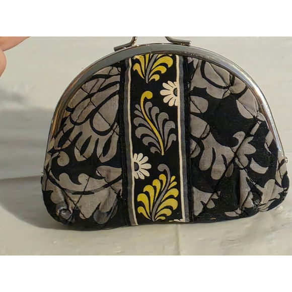 Women's Vera Bradley Coin Purse Small Black Floral - Picture 2 of 8